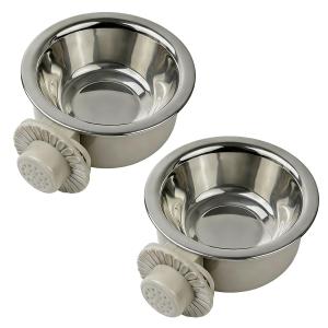 ペットぶら下げボウル ペットボウル ハンガー ゲージ用 ペット食器 餌入れ 固定 猫 犬 うさぎ 小動物用 食器 (2個-S-グレー)