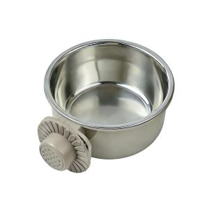 ペットぶら下げボウル ペットボウル ハンガー ゲージ用 ペット食器 餌入れ 固定 猫 犬 うさぎ 小動物用 食器 (1個-L-グレー)