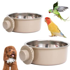 2つのペット給餌器、ペットぶら下げボウル 餌入れ、ペットボウル オウムボウル ペット食器、鳥籠給餌器、オウム給餌器、バード食器 パロットボウ