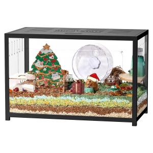 BUCATSTATE ハムスター ケージ 80cm 透明 水槽タイプ 2つ扉 フロントドア最適化 組み立て簡単 耐久性 安定感 おしゃれ 大
