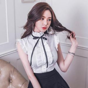 ブラウス フリルシャツ ノースリーブ 袖なし レース