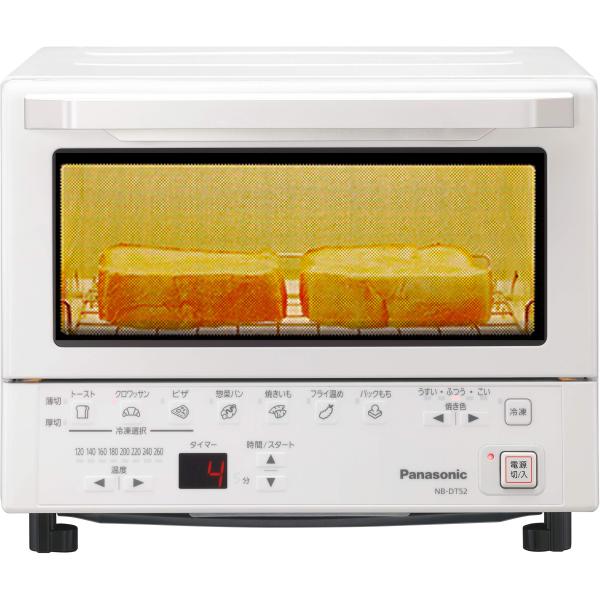 パナソニック コンパクトオーブン トースト焼き加減自動調整 8段階温度調節 ホワイト NB-DT52...