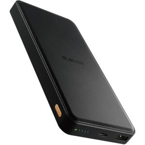 エレコム DE-C39-12000BK モバイルバッテリー 12000mAh PD対応 20W 入出力(TypeC×1) 出力(USBA×1) おまかせ充電 ブラック｜tsukumo-y2