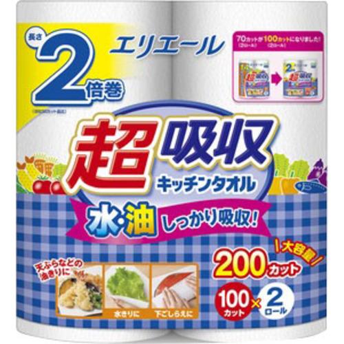 大王製紙 エリエール 超吸収キッチンタオル １００カット ２Ｒ