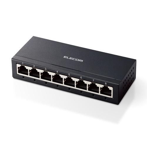 エレコム EHC-G08MA-B スイッチングハブ 8ポート Giga対応 1000/100/10M...
