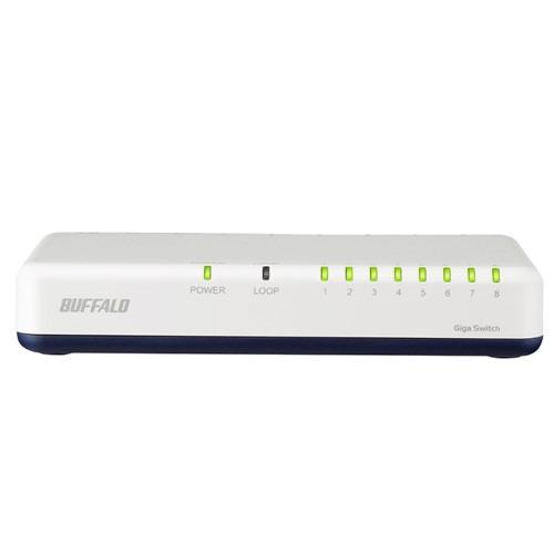 BUFFALO LSW7GT8EPWH Giga対応 スイッチングハブ 8ポート 電源外付けモデル ...