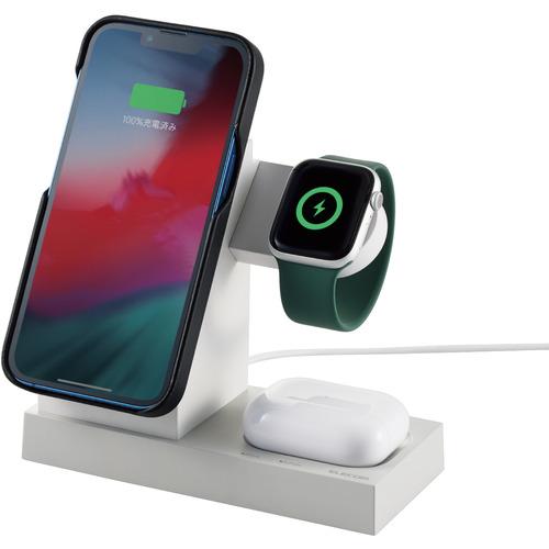 エレコム W-MS06WH ワイヤレス充電器 7.5W＋5W マグネット式 スタンド アップルウォッ...