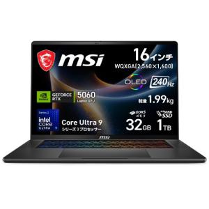 ゲーミングノート Stealth-16-AI+B3WF-2679JP [16型 /Core Ultra 9 386H /RTX5060 /RAM:32GB /SSD:1TB /Windows 11 Home /チャコールブラック]
