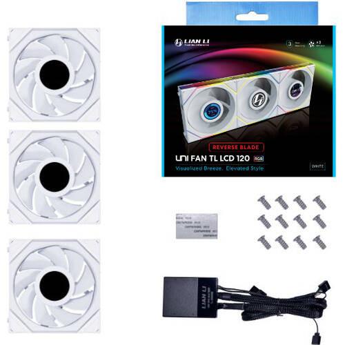 UNI FAN TL LCD 120 Reverse Blade WT 3Pack(コントローラー付...