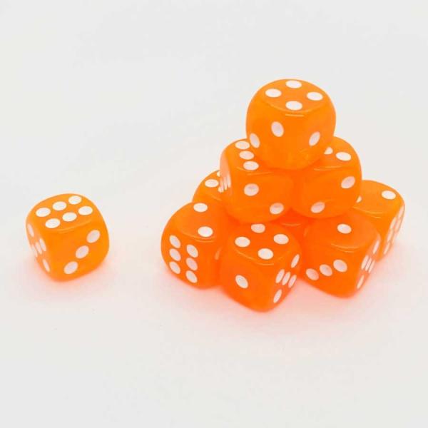 樹脂製クリアダイス アラゴンオレンジ 12個セット 6面ダイスサイコロ 賽子 透明