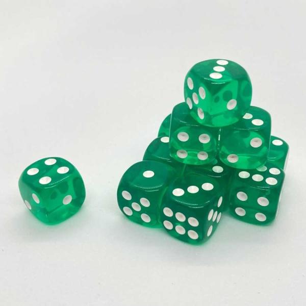 樹脂製クリアダイス クロームグリーン 12個セット 6面ダイスサイコロ 賽子 透明