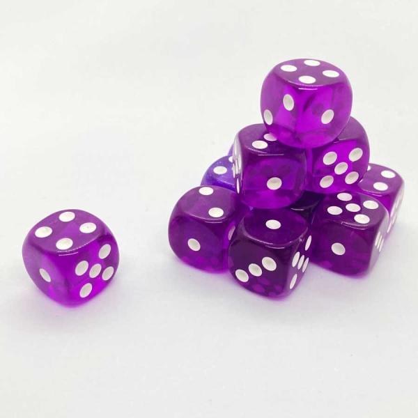 樹脂製クリアダイス ヴァイオレット 12個セット 6面ダイスサイコロ 賽子 透明