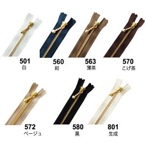 玉付ファスナー 40cm YKK ゴールド 1...の詳細画像1