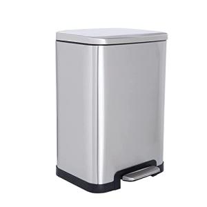 大容量 50l ステンレス ペダル ゴミ箱 ふた付き - シルバー 金属 密閉 音無し ダストボックス オフィス キッチン おしゃれ 長方形 ごみ箱