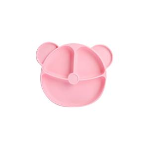 Blessed Sweet ベビー食器 離乳食プレート 吸盤付き 皿 クマ形 ぴったり吸着 シリコン製 熊形 ベージュ くっつく ひっくり返らない 赤