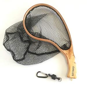 渓流　ランディングネット 送料無料】ランディングネット 木製トラウト 網 カーブ 本流 渓流 管理