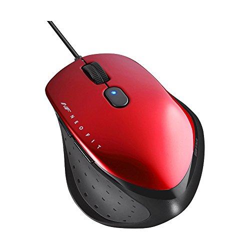 BUFFALO 有線 BlueLED 5ボタン ネオフィットマウス Mサイズ レッド BSMBU51...