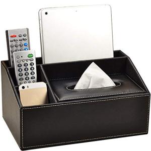 IKENOKOI卓上収納ケース 小物入れ デスク置き棚 ティッシュケース 多機能 PUレザー オフィス