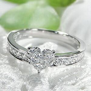 ホワイトゴールド 指輪 ハートリング ピンキーリング ダイヤモンド