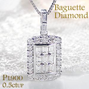 ダイヤモンド ネックレス バゲットカット ダイヤ 18金 k18 PG バケット