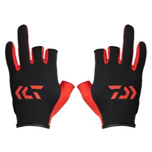 ダイワ 吸汗速乾ストレッチグローブ3本カット DG-6422 ブラックレッド XLサイズ