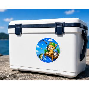 釣り猫ステッカー 茶トラネコ親子 Lサイズ(約...の詳細画像1