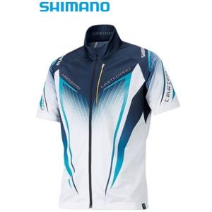 シマノ フルジップシャツ リミテッドプロ 半袖 SH-012S ホワイト／ブルー XLサイズ / shimano  / 釣具 (SP)｜tsuribitokan-masuda