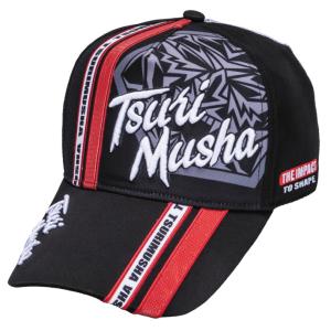 釣武者 ワッペンキャップ ブラック/レッド : フィッシング いちだ
