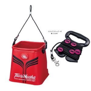 釣武者 TsuriMusha 水汲みバケツ Lサイズ レッド / 水くみバッカン