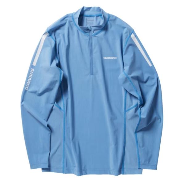 《シマノ》ＳＨ−０４０Ｘ　ウォーターリペル ハーフジップシャツ ロングスリーブ　　サックスブルー（Ｍ...