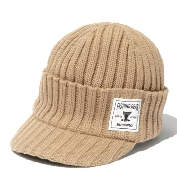 シマノ☆CA-054X  つば付きニットキャップ（ベージュ）F