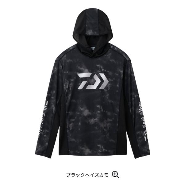 ダイワ☆DE-3726 ボートゲームフーディーシャツ(ブラックヘイズカモ）2XL