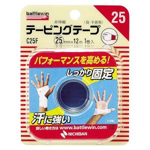 ニチバン バトルウィン テーピングテープ 非伸縮 指・手首用 C25F 25mm×12m (1ロール) はくり紙なし 白｜tsuruha