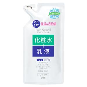 pdc ピュア ナチュラル エッセンスローション UV SPF4 つめかえ用 (200mL) 詰め替え用 化粧液 化粧水＋乳液｜tsuruha