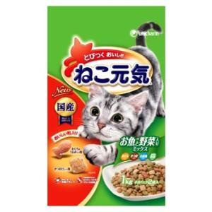 ユニチャーム　ペットケア　ねこ元気　おいしさバランス　お魚と野菜入りミックス　かつお・白身魚入り　(1ｋｇ)｜tsuruha