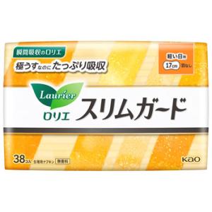 花王 ロリエ スリムガード 軽い日用 (38個) 17cm 羽なし 生理用ナプキン　医薬部外品｜tsuruha