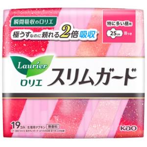 花王 ロリエ スリムガード 特に多い昼用 (19個) 25cm 羽つき 生理用ナプキン　医薬部外品｜tsuruha