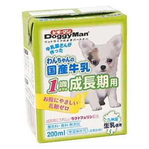 ドギーマン　わんちゃんの国産牛乳　1歳までの成長期用　(200mL)　ドッグフード　犬用ミルク｜tsuruha