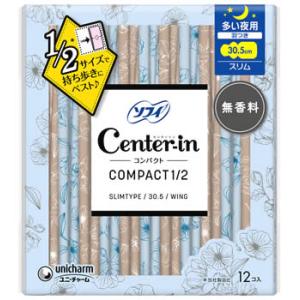 ユニチャーム センターインコンパクト 1/2 無香料 多い夜用 (12枚) 生理用ナプキン　医薬部外品｜tsuruha