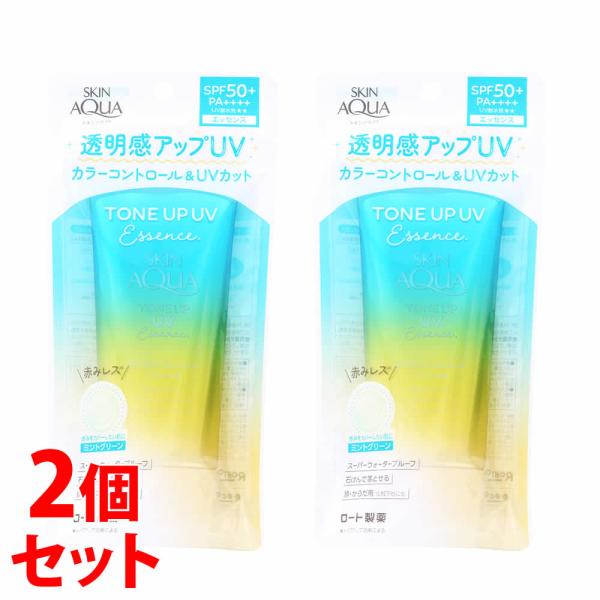 《セット販売》　ロート製薬 スキンアクア トーンアップUVエッセンス ミントグリーン SPF50+ ...