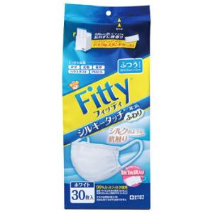 玉川衛材 フィッティ シルキータッチ 耳ゴムふわり ふつうサイズ ホワイト (30枚) マスク タマ...