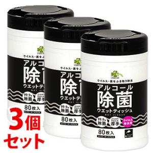 《セット販売》　くらしリズム アルコール除菌 ウエットティッシュ 本体 (80枚)×3個セット 除菌シート｜tsuruha