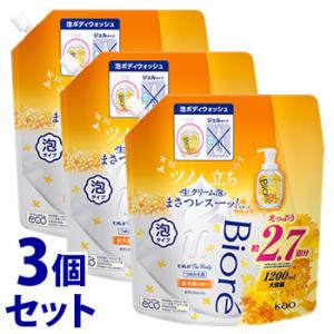 《セット販売》　花王 ビオレu ザ ボディ 泡タイプ 金木犀の香り つめかえ用 (1200mL)×3個セット 詰め替え用 ボディウォッシュ ボディソープ キンモクセイ｜tsuruha