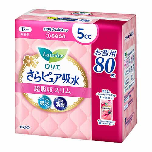 花王 ロリエ さらピュア吸水 超吸収スリム 5cc スーパージャンボ (80枚) 軽度尿失禁用品 軽...