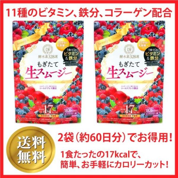 もぎたて生スムージー　お得用2袋！当日発送！送料無料！酵水素328選　ファスティング・置き換えダイエ...