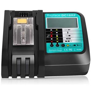 マキタ互換 急速充電器 DC18RF 6.5A 液晶付 14.4V 18V 2種バッテリー対応 メロディー付 壁掛け可【1年保証付】