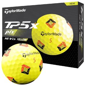 テーラーメイド 2024 TP5x ゴルフボール (PIXデザイン、イエロー) 1ダース｜tsuruya-sp