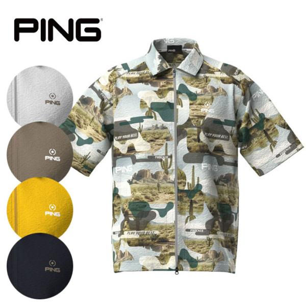 ゴルフ メンズ ピン シアサッカー半袖フルジップシャツ 6215111301 春 夏