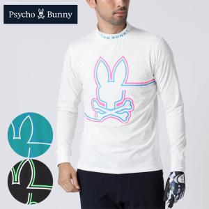 サイコバニー ゴルフモチーフロゴ モックネックＴシャツ メンズ 2025秋冬 ゴルフウェア GF647 Psycho Bunny（サイコバニー） ゴルフモチーフロゴモックネックT