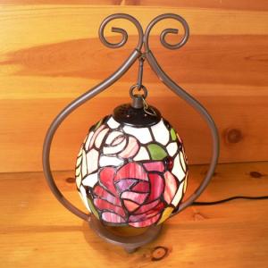 ステンドグラス ランプ 薔薇の花 （ハーモニィ） 大型 32×h51 :st-127
